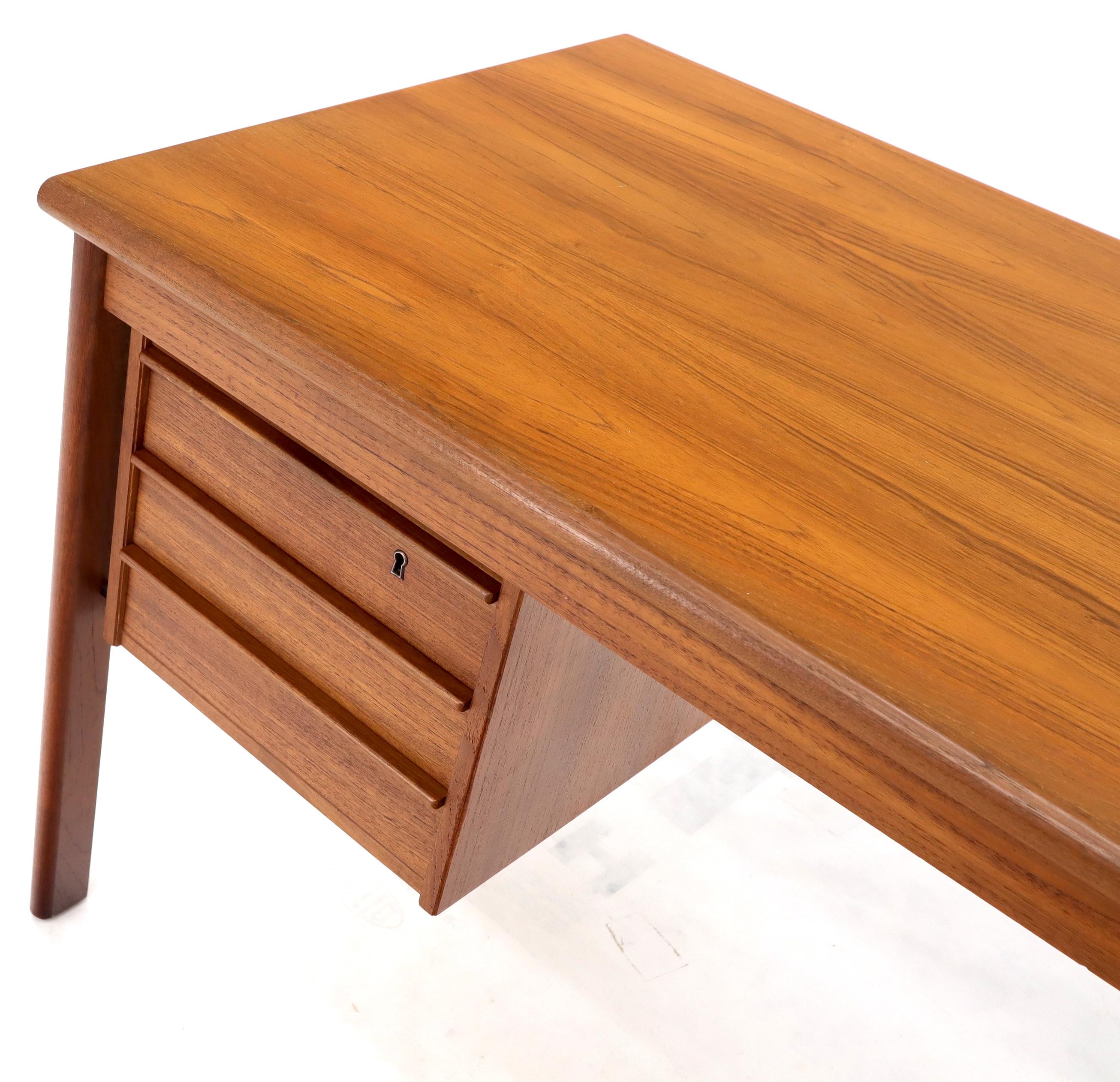 Secret Compartment Sliding Top Danish Mid-Century Modern Teak Desk 1