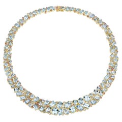 Nina Zhou Ocean Life Aquamarine, Topaz & Pink Sapphire Collar Necklace