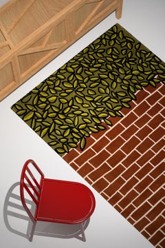 "Secret Garden" Handmade Rug, Brown, Green, Floral, Hand knotted in Nepal Wool