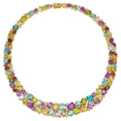 Nina Zhou Secret Garden Natural Gemstone Statement Collar Necklace