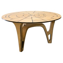 Modern Round Center Table "Secret Garden" in Maple & Ebony by Ivan Paradisi