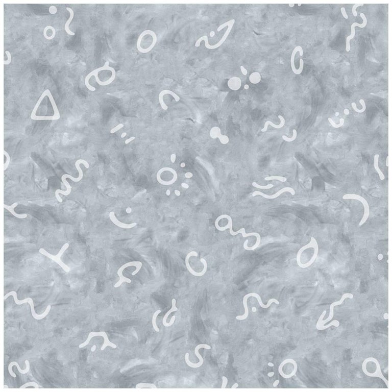 Secret Language Designer Wallpaper In Angora Pale Grey And Blue