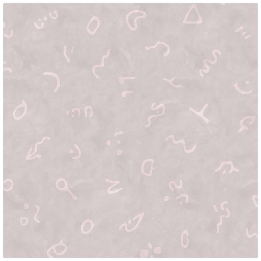 Secret Language Designer Wallpaper in Moonbeam 'Pale Pink and Light Grey' For Sale