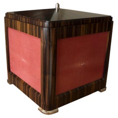 Secret Pen Display Box. Macassar-Ebenholz, Ebenholz und Chagrin. Innenausstattung aus rotem Leder
