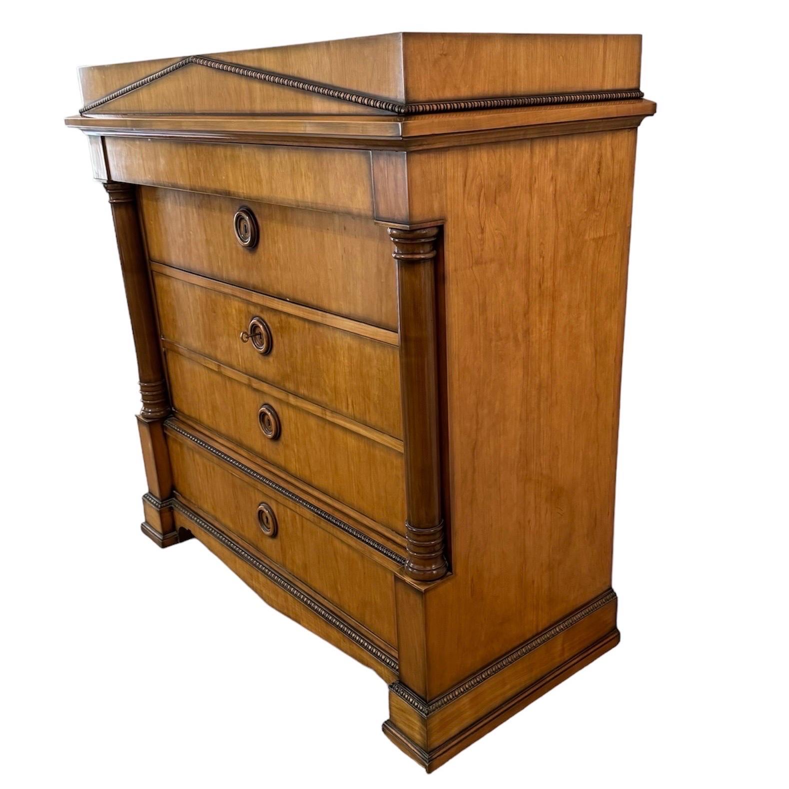 XXI secolo e contemporaneo Secretaire Abattant Biedermaier Style in pelle in vendita
