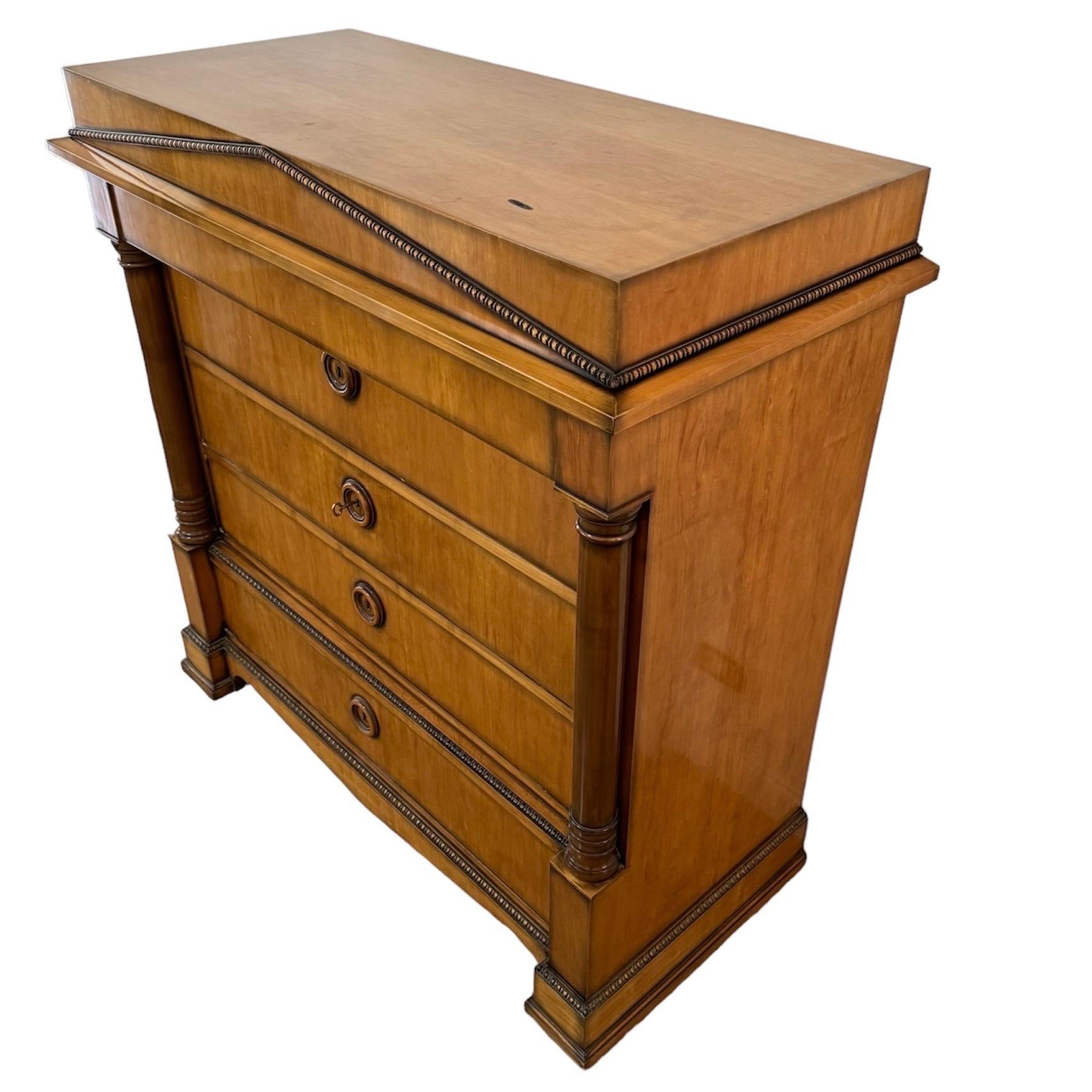 Legno Secretaire Abattant Biedermaier Style in pelle in vendita
