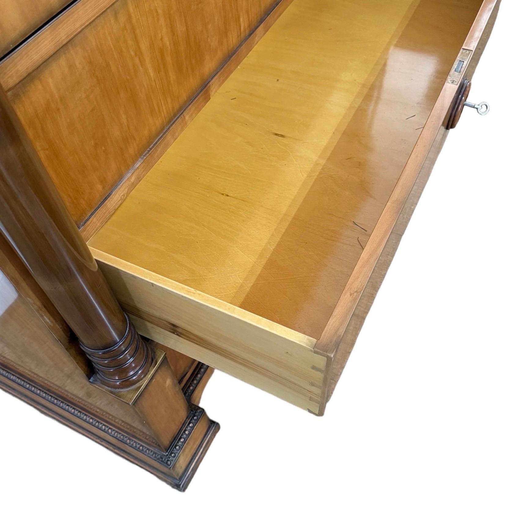 Secretaire Abattant Biedermaier Style in pelle in vendita 2