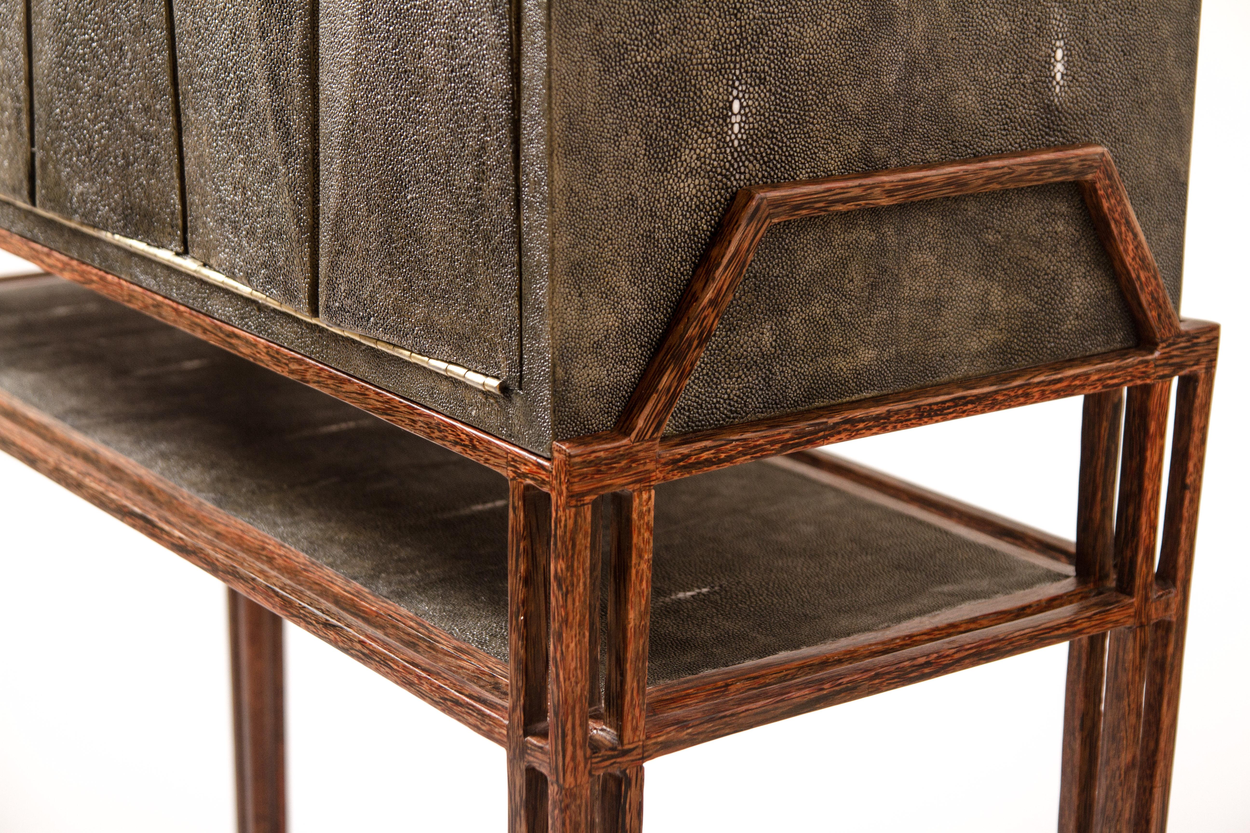 Hand-Crafted Secrétaire Desk in Shagreen and Palmwood by R&Y Augousti For Sale