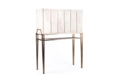 Secrétaire Desk in Cream Shagreen and Bronze-Patina Brass by R&Y Augousti