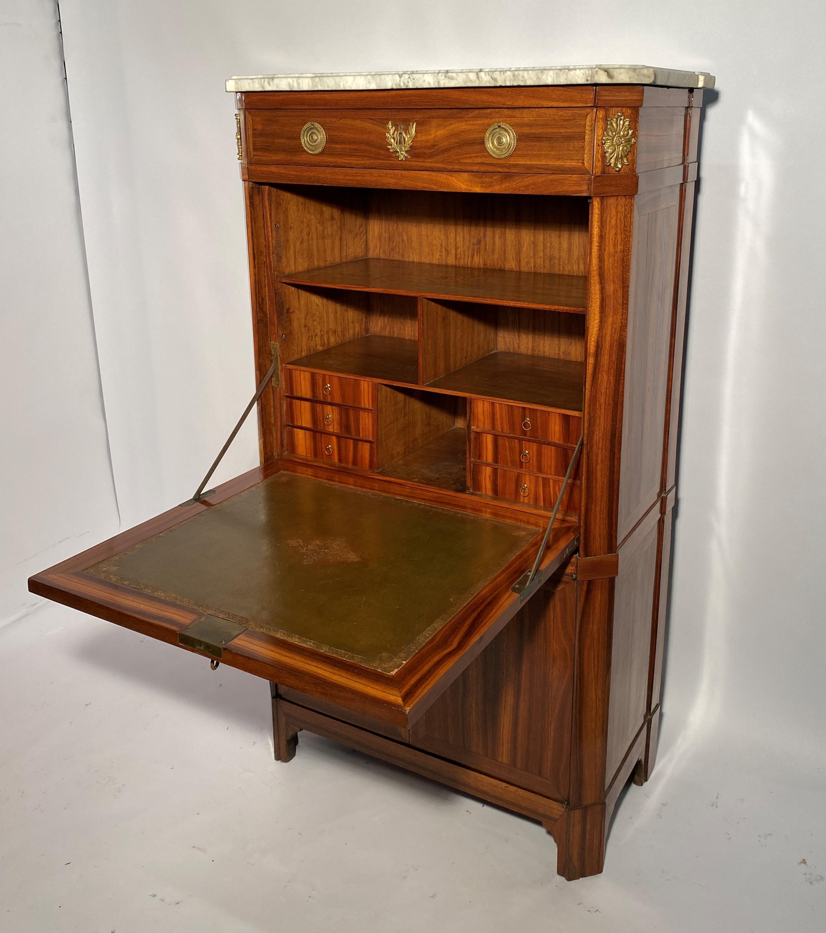French Louis XVI Period Right Secretary Signed CREPI  18th Century For Sale