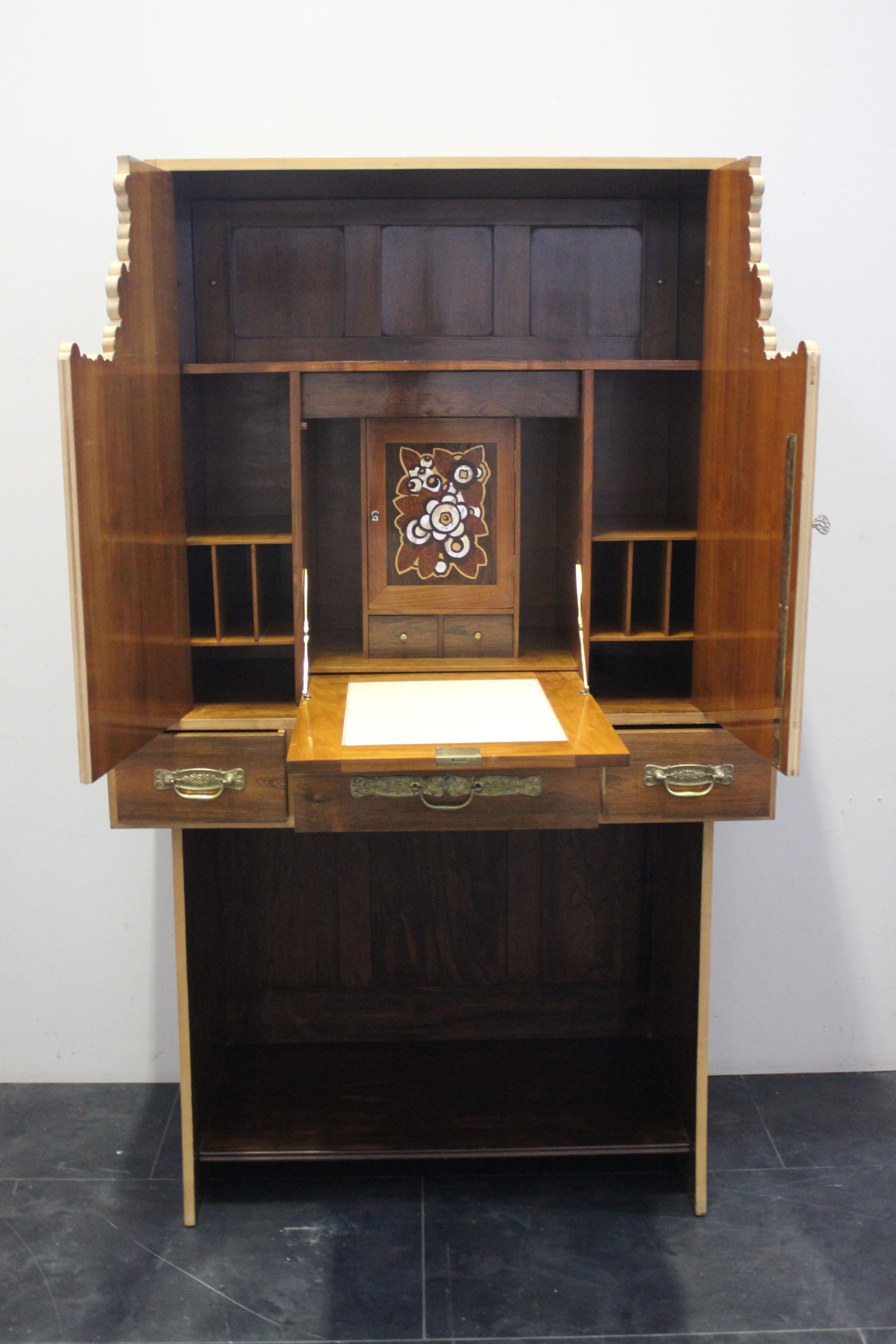 Secretaire in Rosewood Art Nouveau Style, 1940s For Sale 5