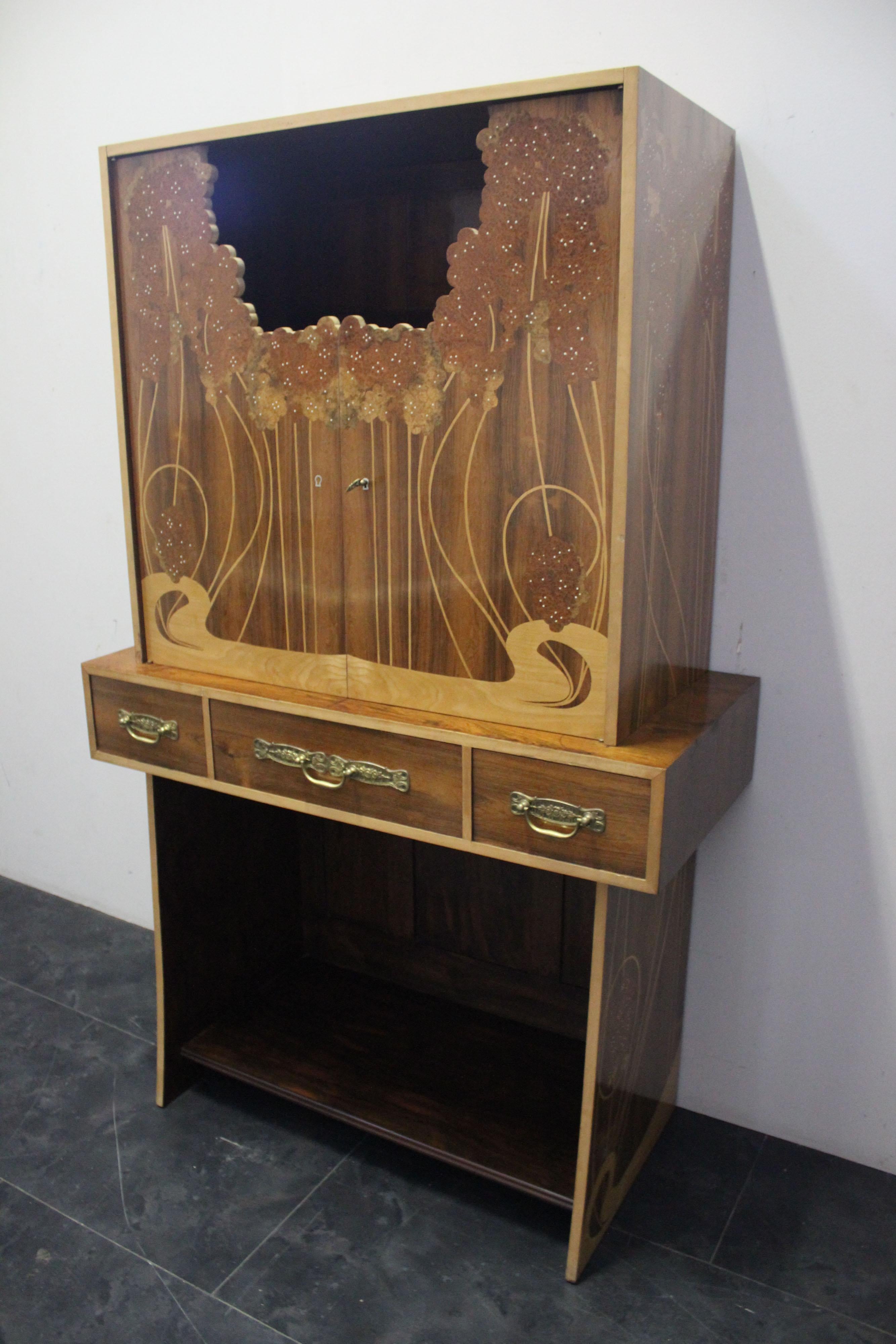 Secretaire in Rosewood Art Nouveau Style, 1940s For Sale 11