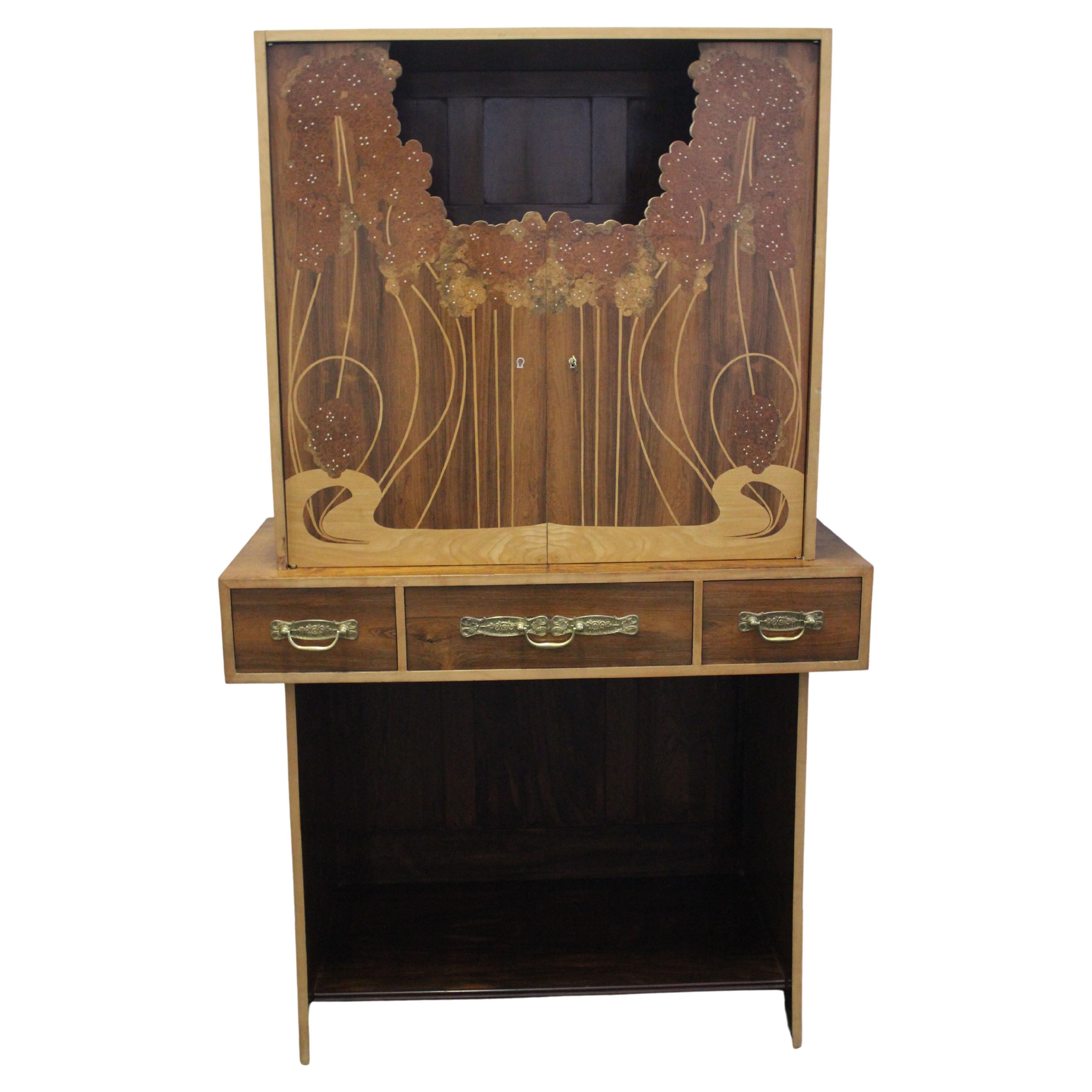 Secretaire in Rosewood Art Nouveau Style, 1940s For Sale