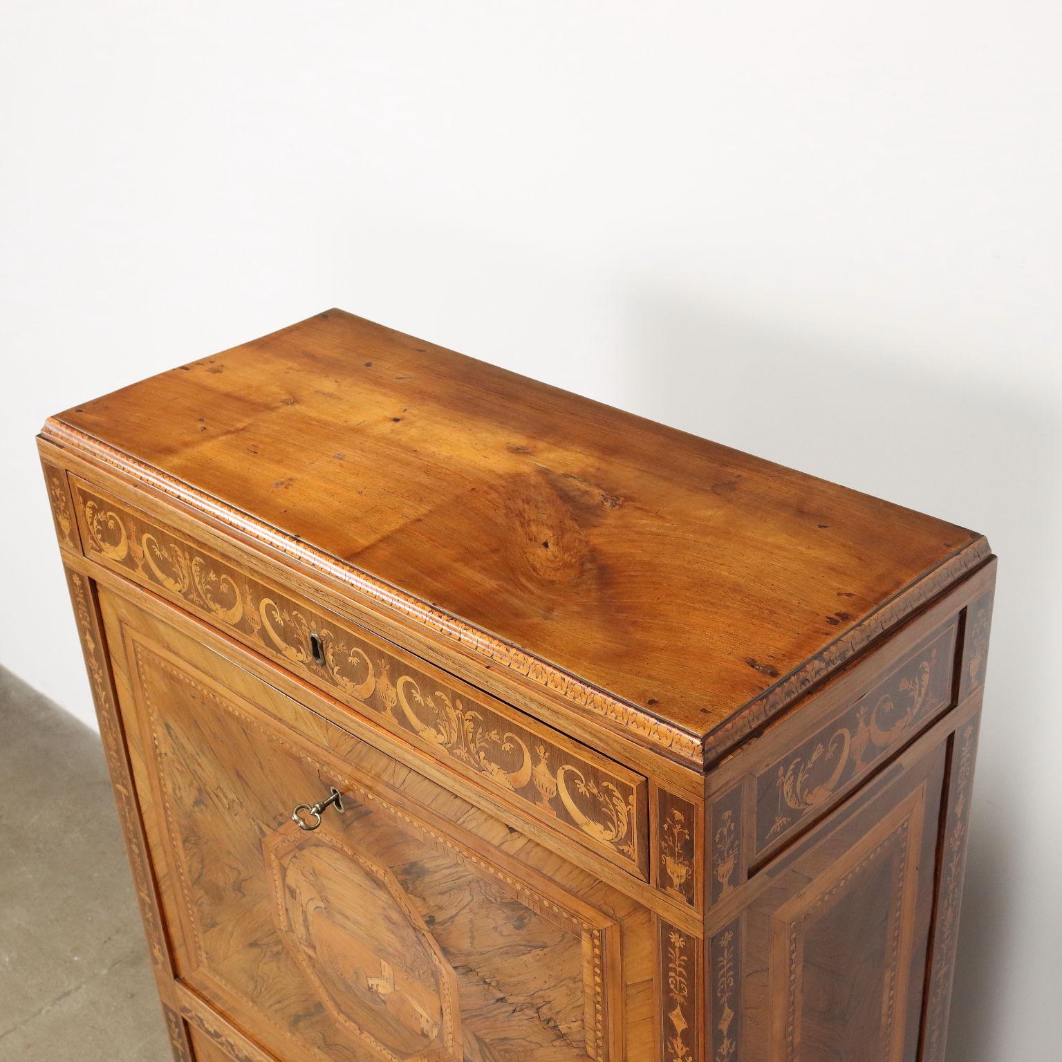 Secretaire intarsiato lombardo Neoclassico XVIII secolo For Sale 8