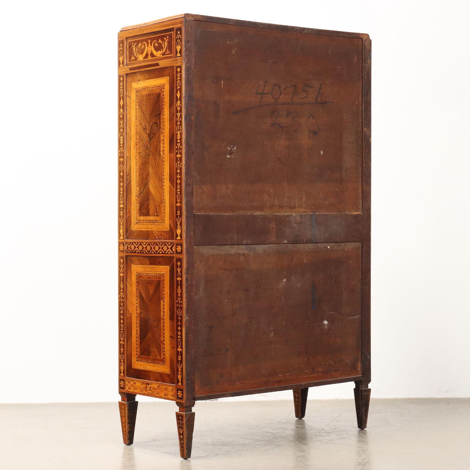 Secretaire intarsiato lombardo Neoclassico XVIII secolo For Sale 9