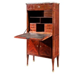 Secrétaire lambrissé et marqueté de différents bois, France, fin du XVIIIe siècle