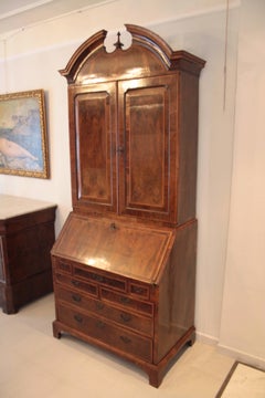 Louis XVI Secretaire, Walnut Wood, Antique English Design, 1770-1790