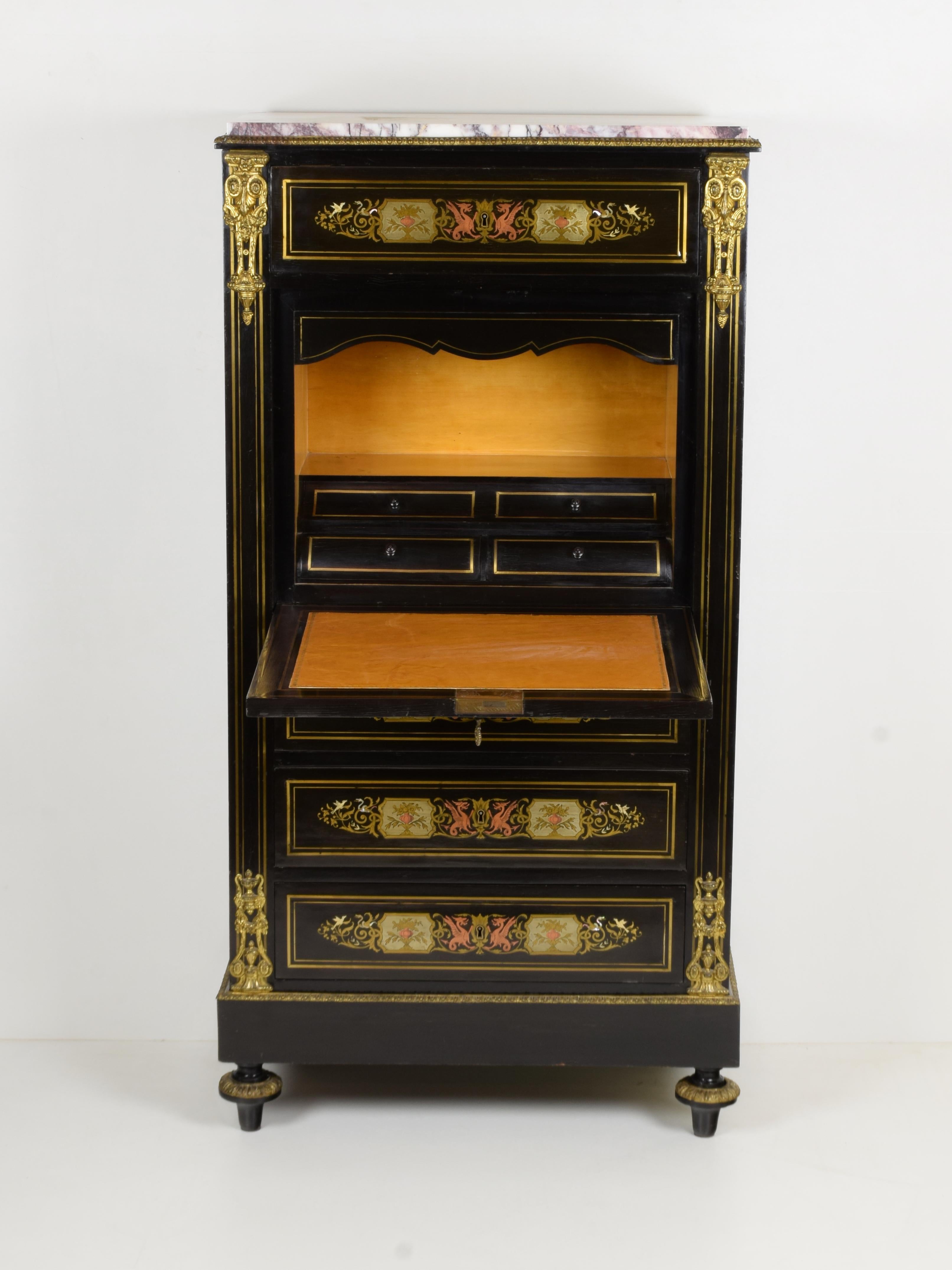 Napoleon III Secretaire Napoleone III, France, 19th Century, Black For Sale