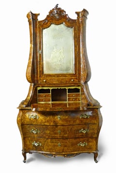 Secrétaire Northern Italian 18th Century Baroque Bureau Cabinet