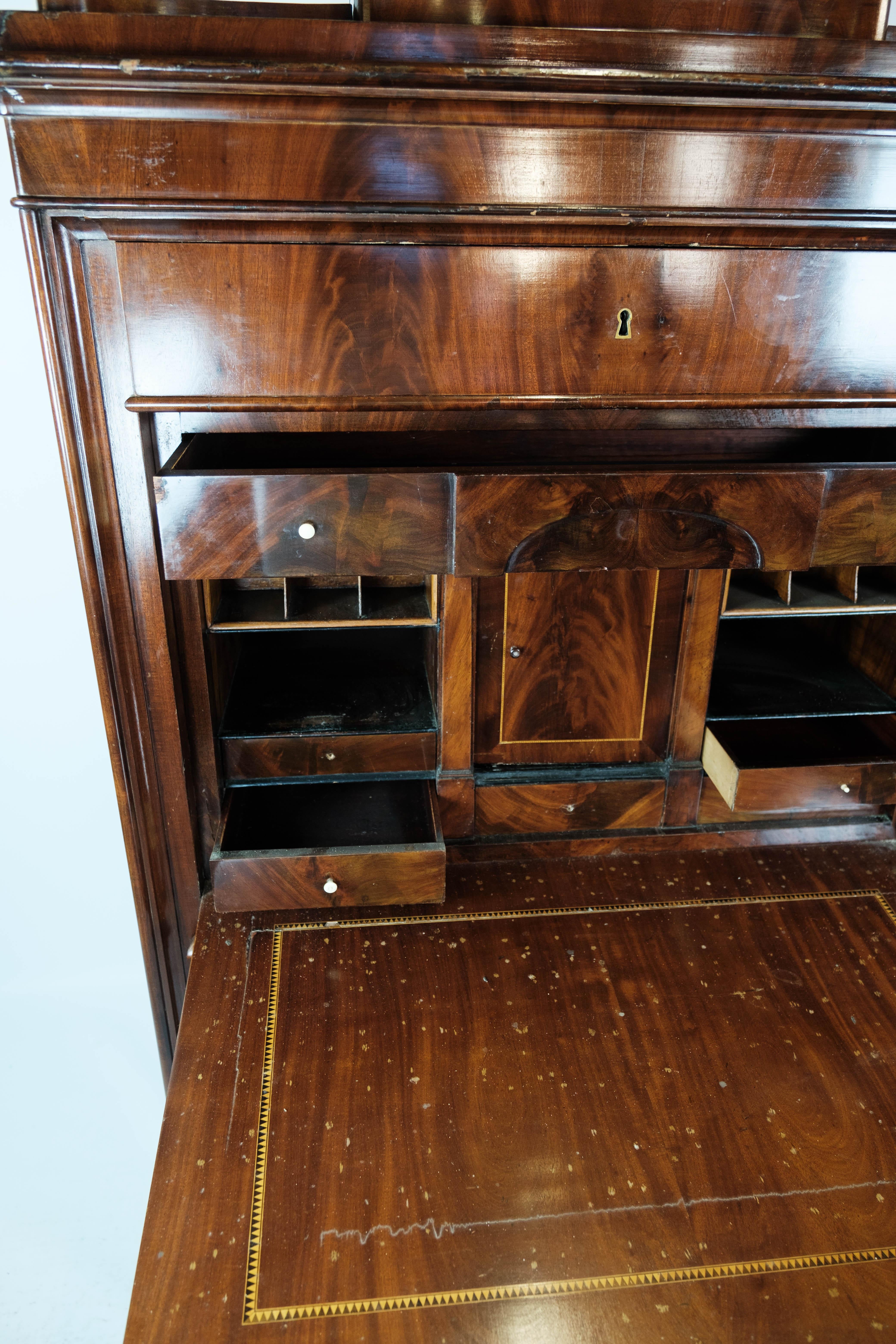 Secretary Made In Mahogany WQith Inlaid Wood From 1840s For Sale 3