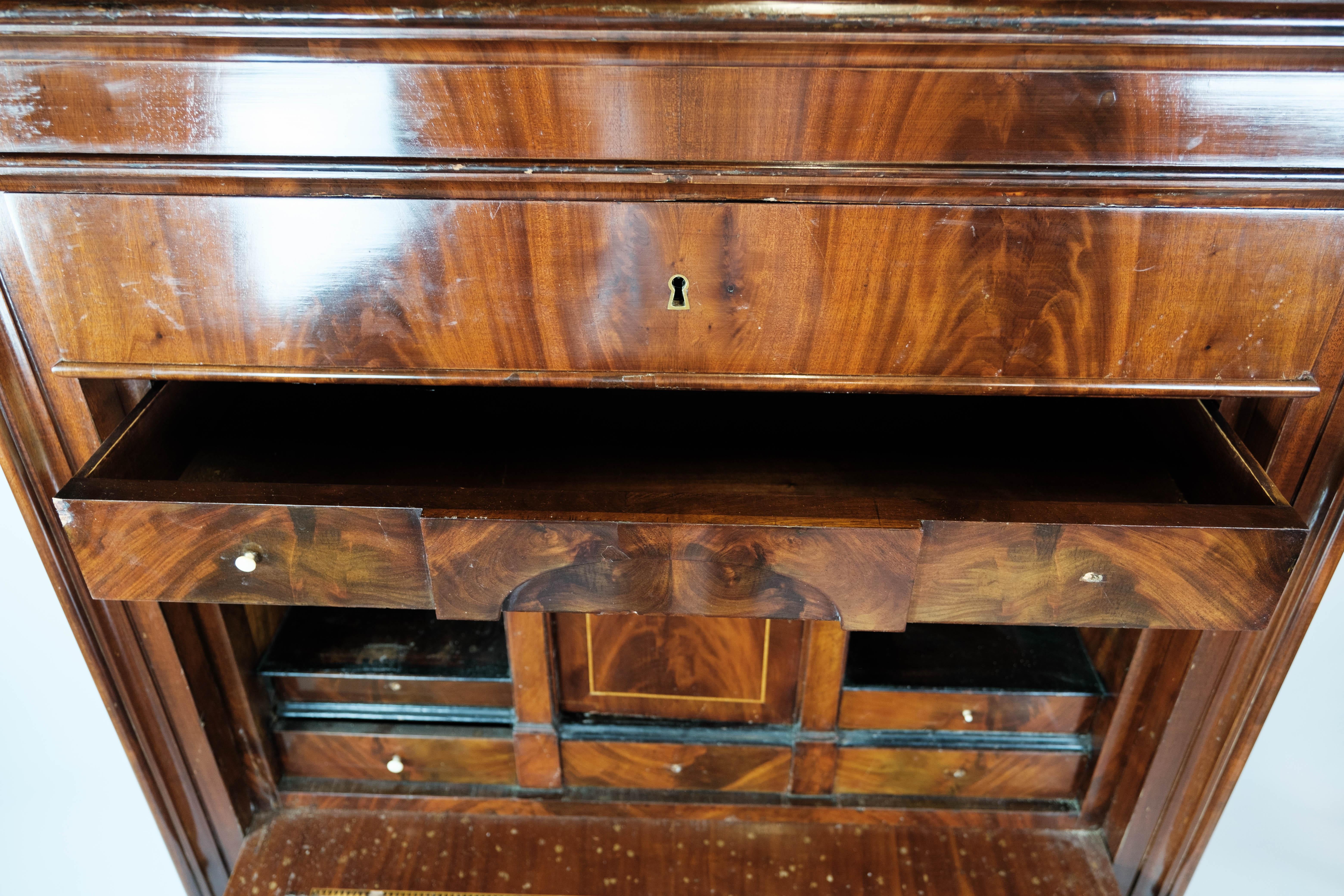 Secretary Made In Mahogany WQith Inlaid Wood From 1840s For Sale 6