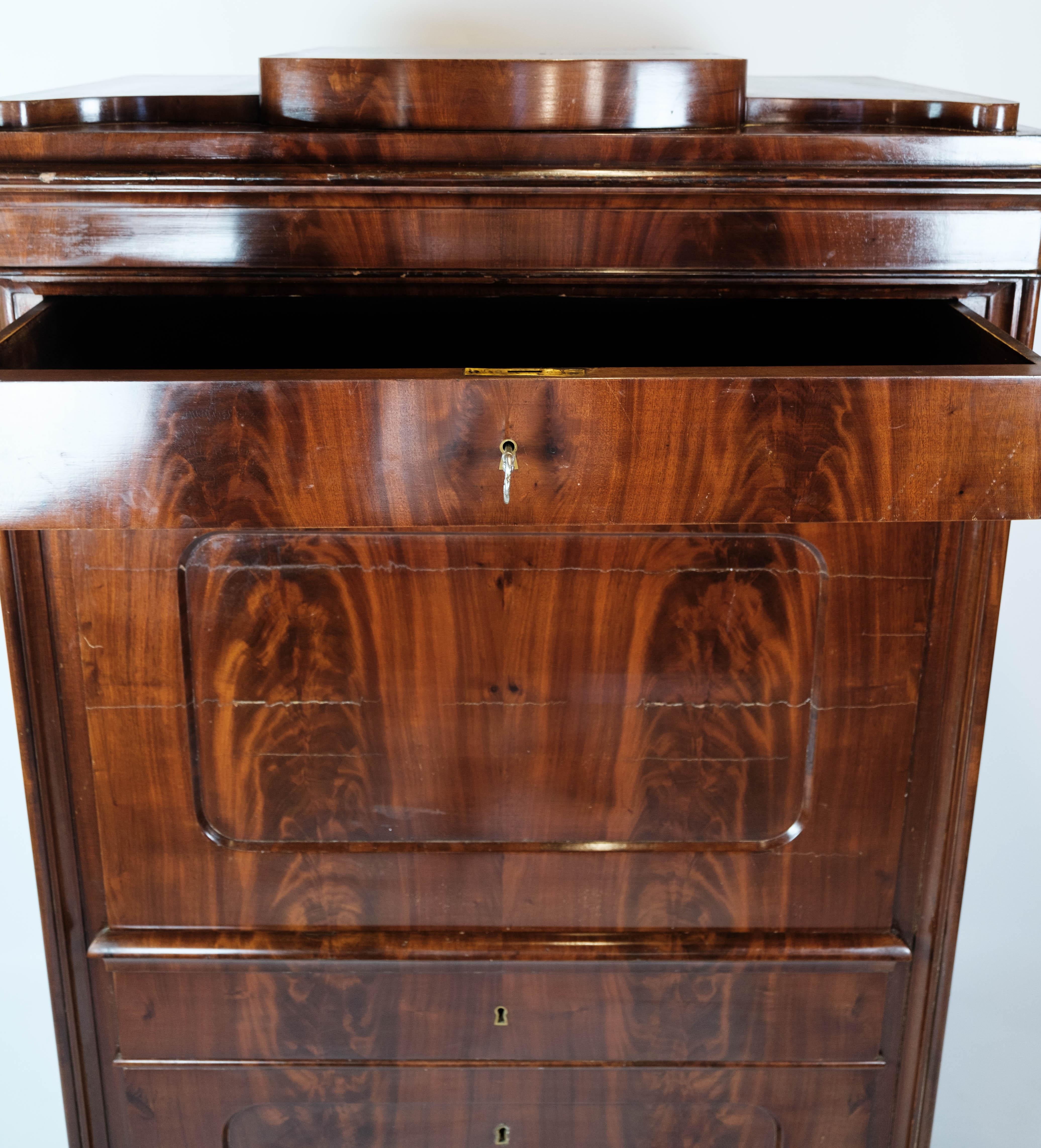 Secretary Made In Mahogany WQith Inlaid Wood From 1840s For Sale 8
