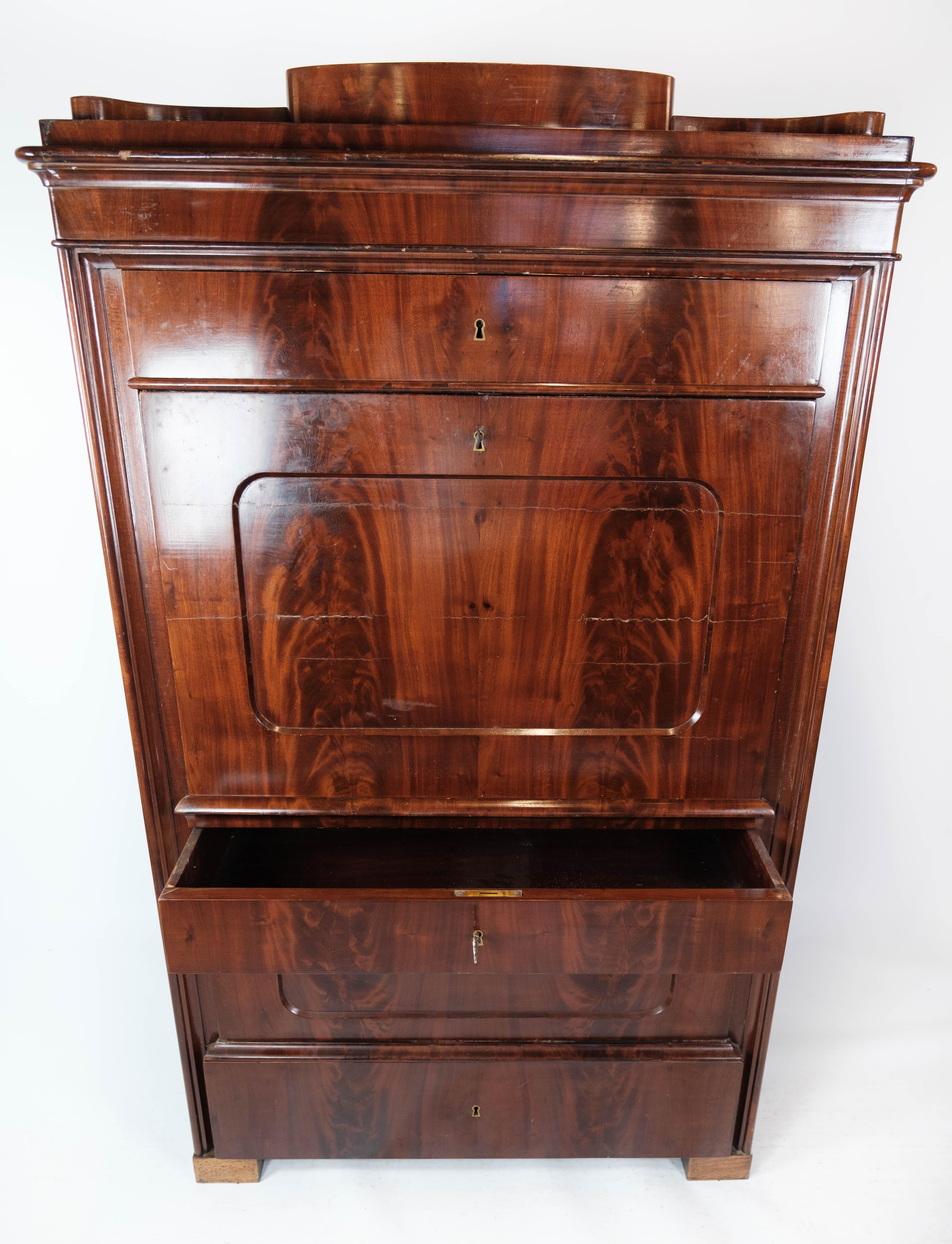 Secretary Made In Mahogany WQith Inlaid Wood From 1840s For Sale 11