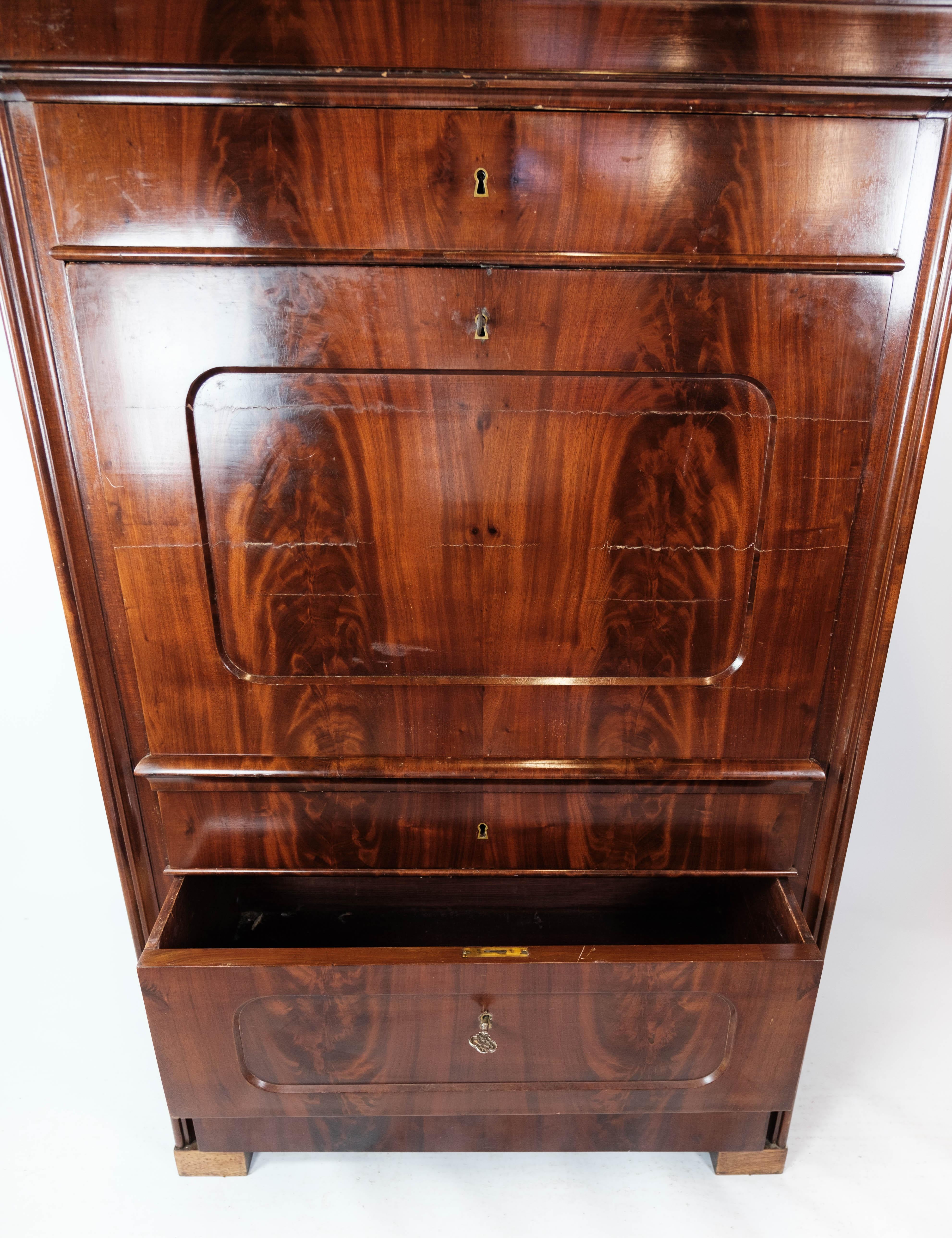 Secretary Made In Mahogany WQith Inlaid Wood From 1840s For Sale 13