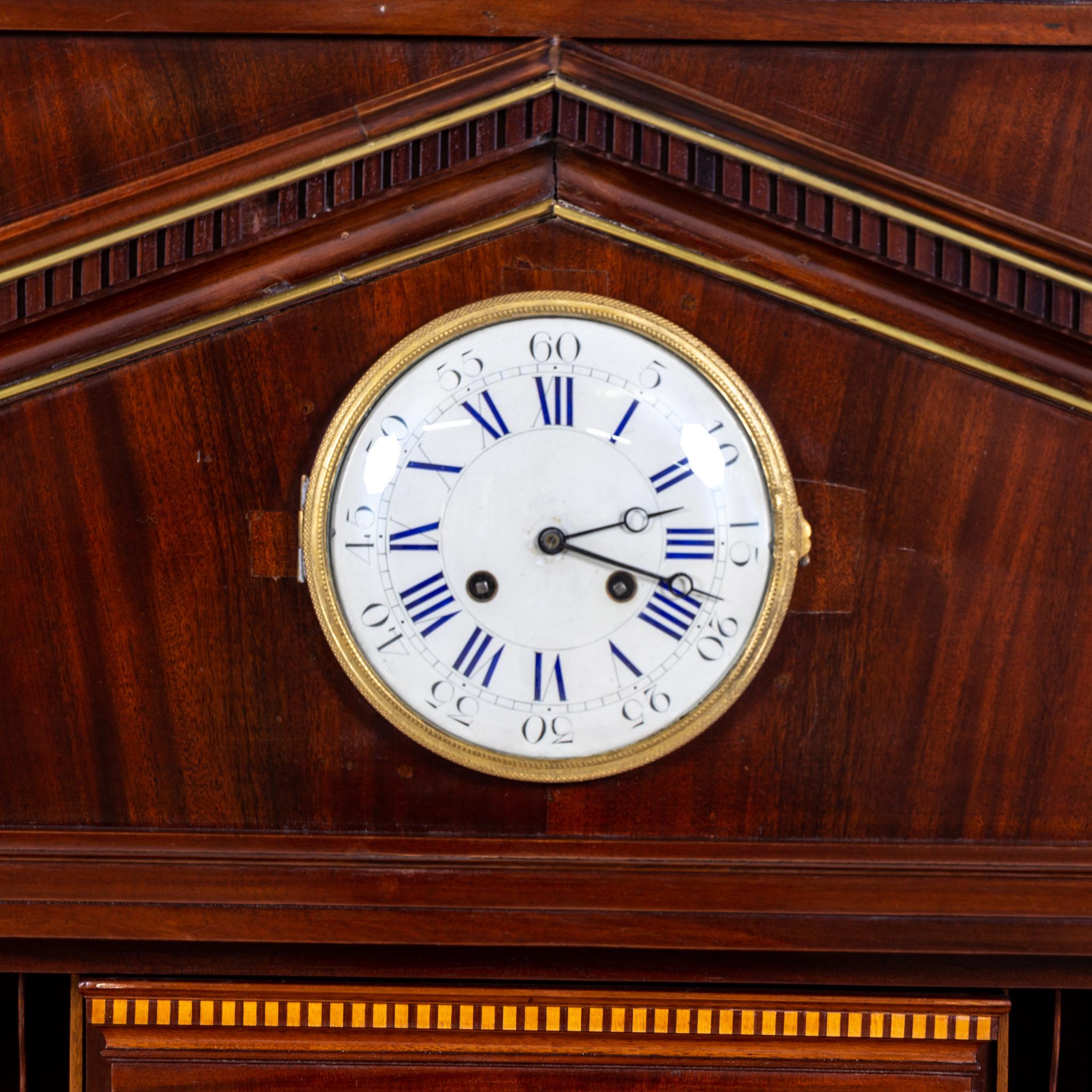 Neoclassiacal Mahogany Secretaire with Clock, Probably Berlin around 1800 For Sale 6