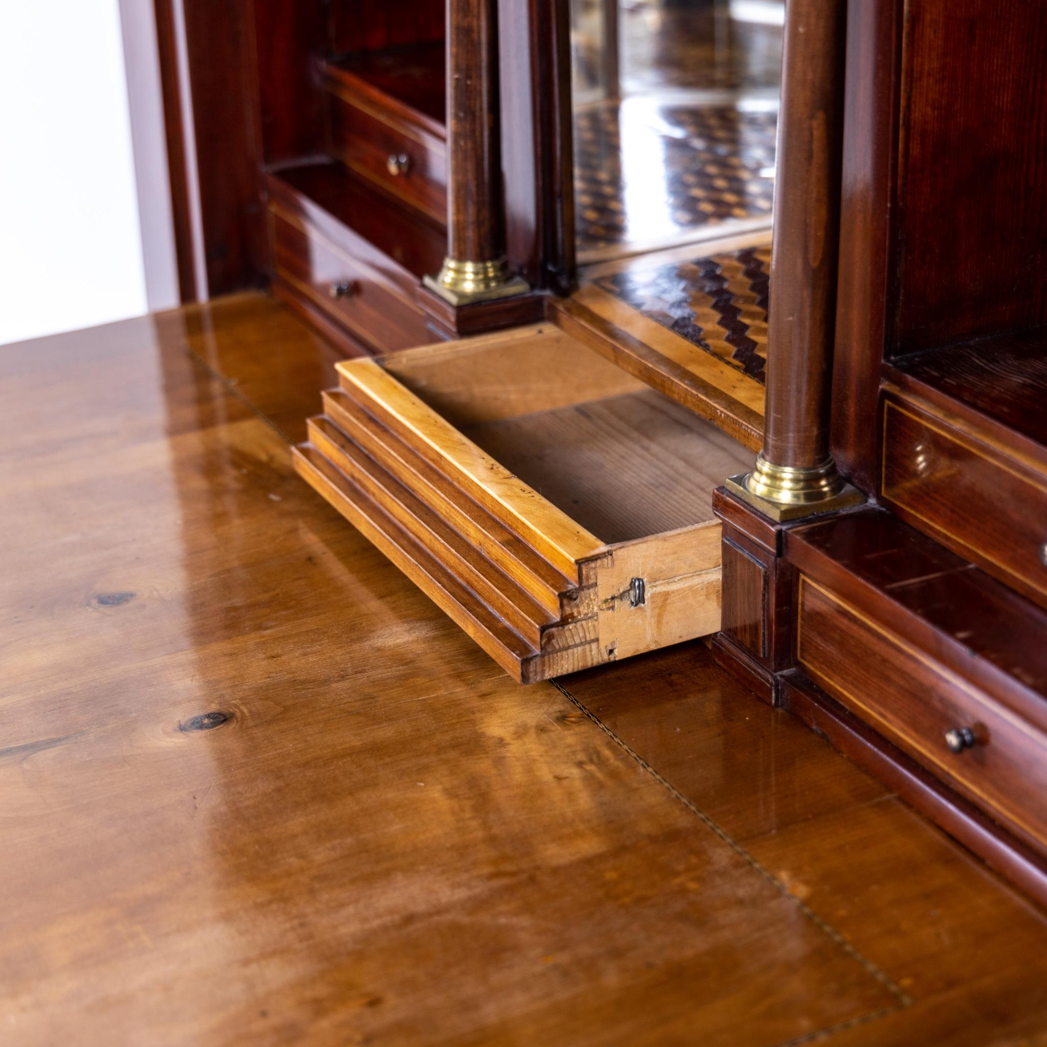 Neoclassiacal Mahogany Secretaire with Clock, Probably Berlin around 1800 For Sale 7