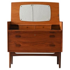 Secretaire scandinavo con specchio a scomparsa