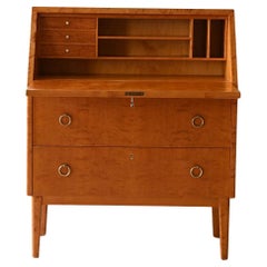 Secrétaire vintage scandinave en chêne et bois de bruyère