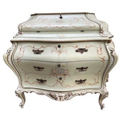 Antique Secretaire Veneziano Decorato Con Ribaltina E Cassetti Primo, 1900