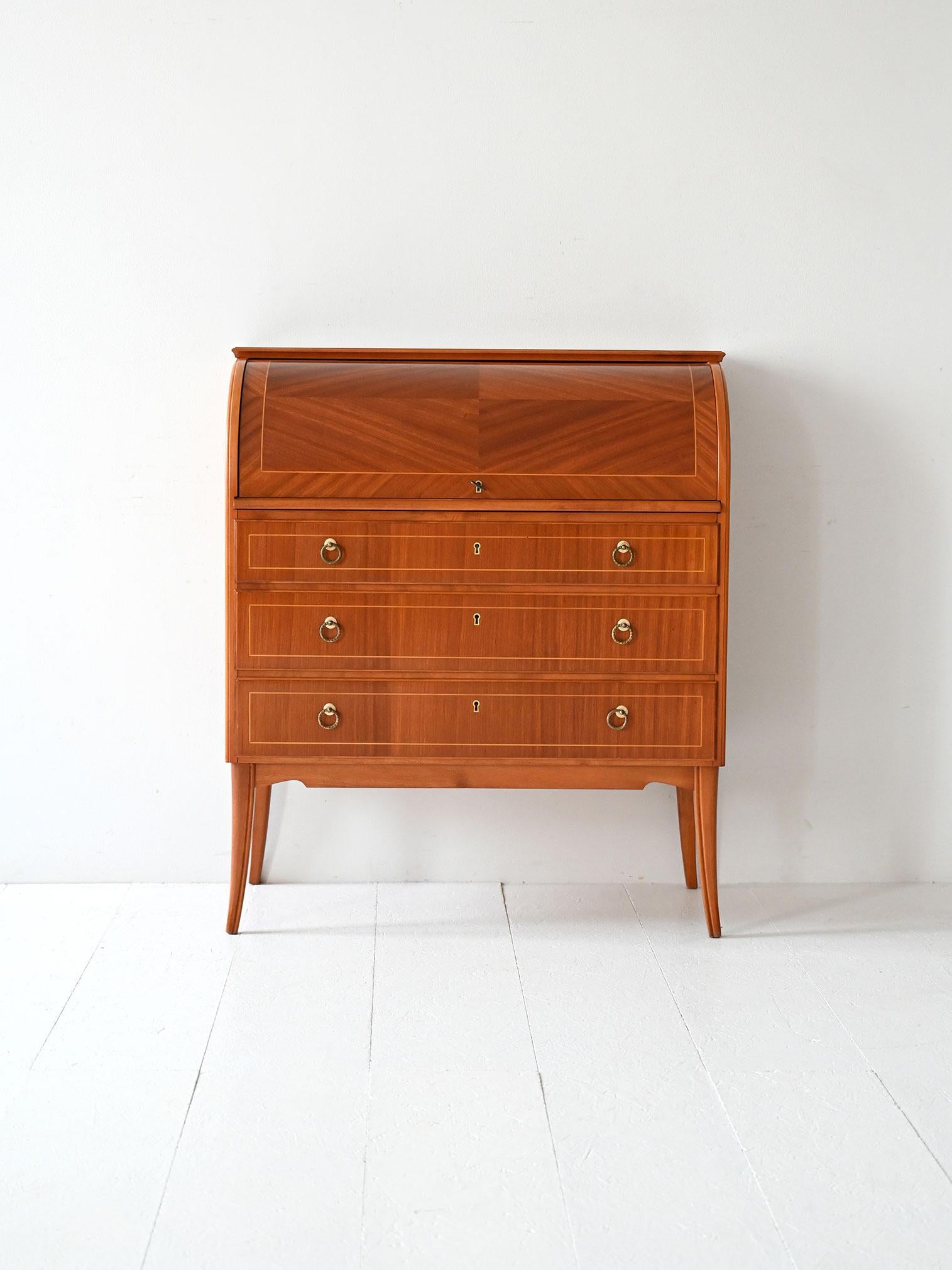 Scandinavo moderno Sécretaire vintage in teak con inserti in rovere in vendita