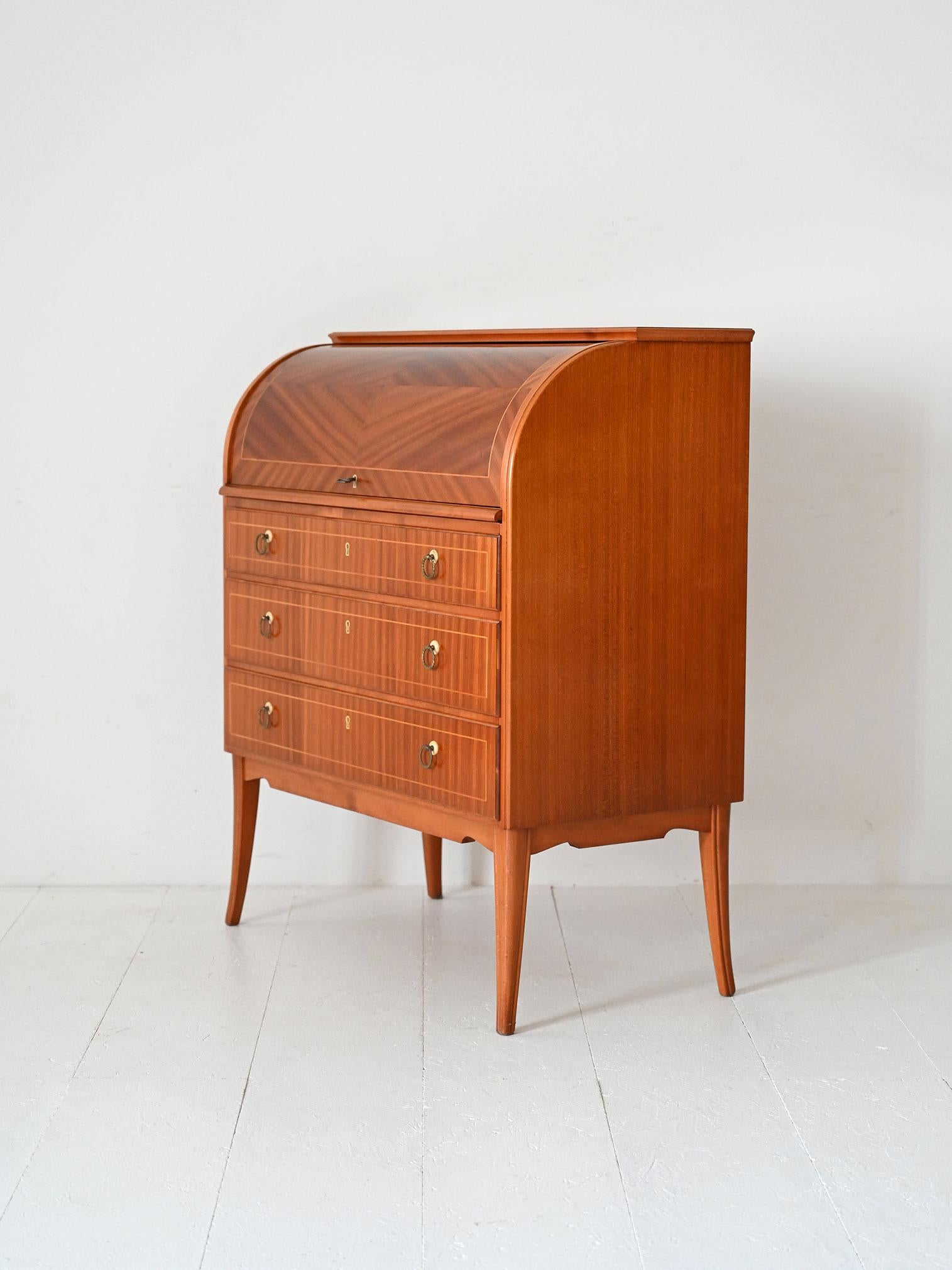 Sécretaire vintage in teak con inserti in rovere In condizioni buone in vendita a Brescia, IT
