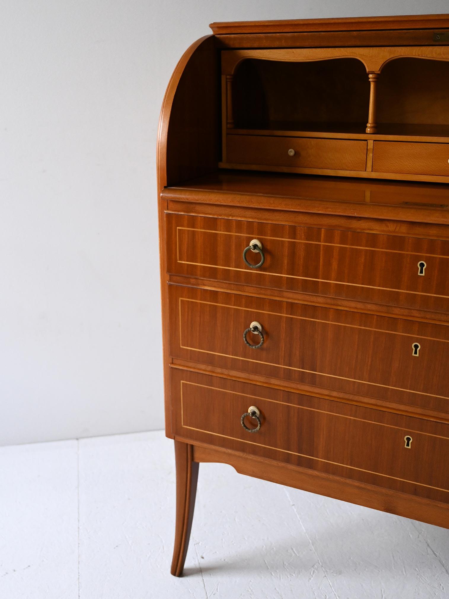 Sécretaire vintage in teak con inserti in rovere in vendita 2