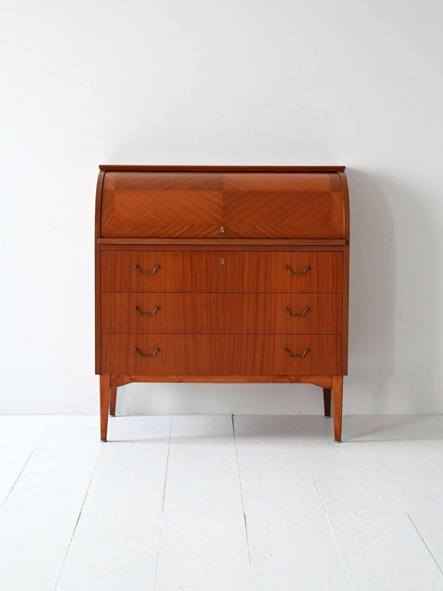 Scandinavo moderno Secrétaire vintage scandinavo in teak intarsiato in vendita