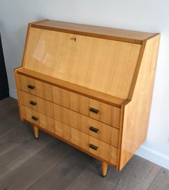 Secretaire with Flap in Sycamore. French work. Circa 1970