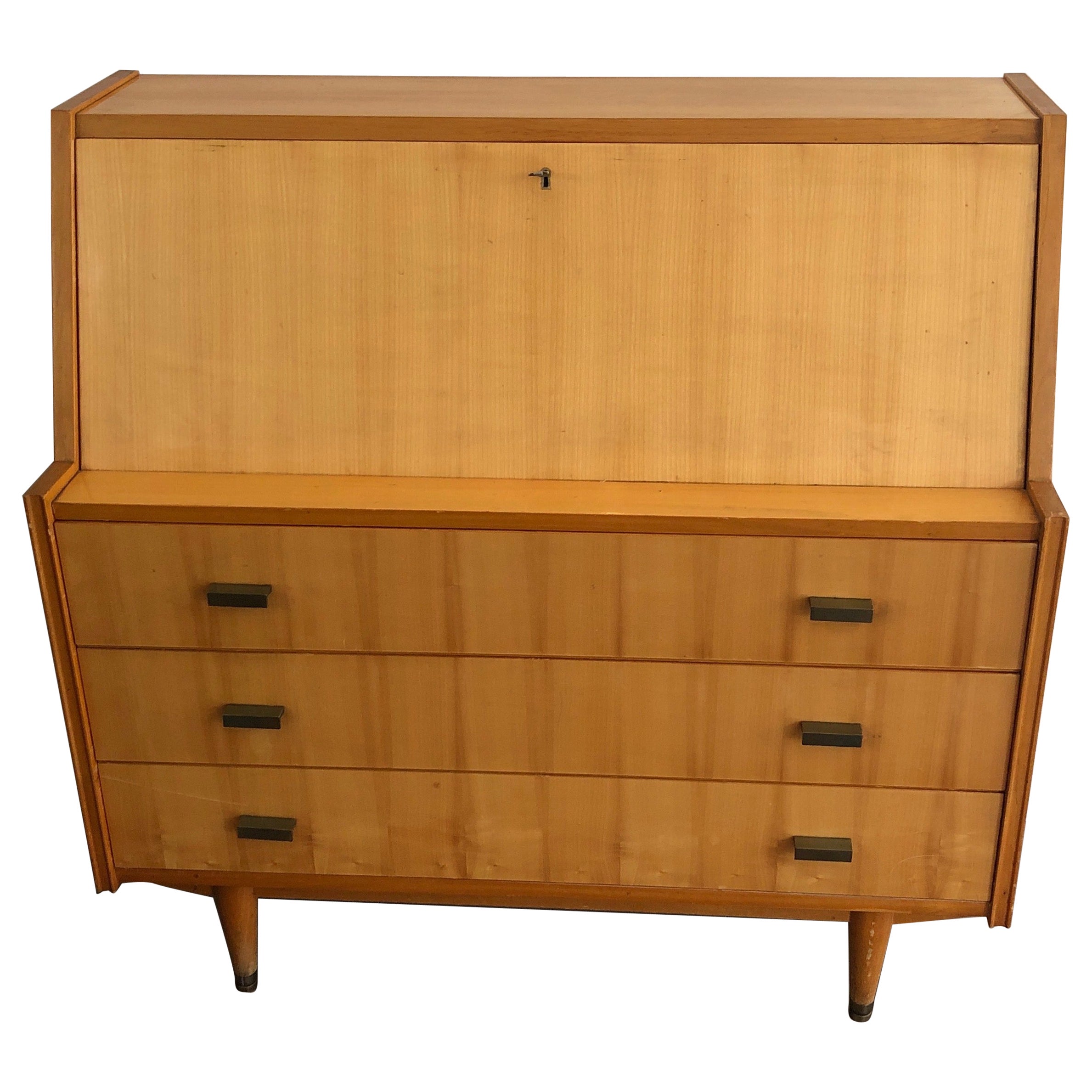 Sekretär mit Klappe in Sycamore. Französische Arbeit. CIRCA 1970 im Angebot