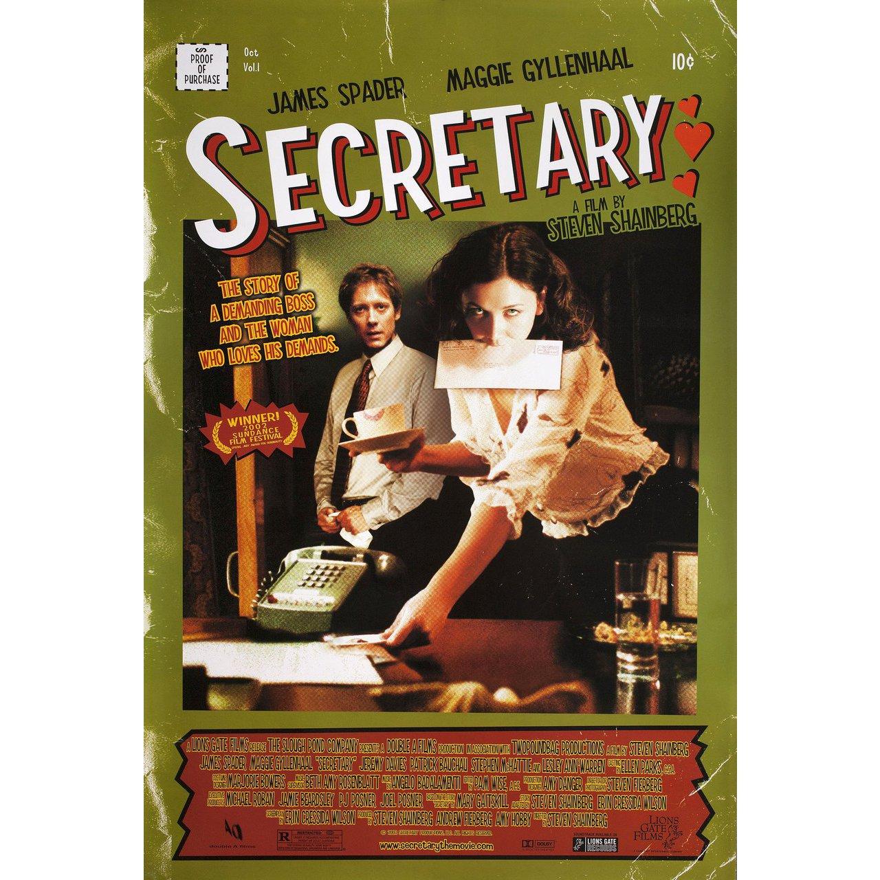Original 2002 U.S. one sheet poster for the film Secretary directed by Steven Shainberg with James Spader / Maggie Gyllenhaal / Jeremy Davies / Lesley Ann Warren. Very good-fine condition, rolled. Please note: the size is stated in inches and the
