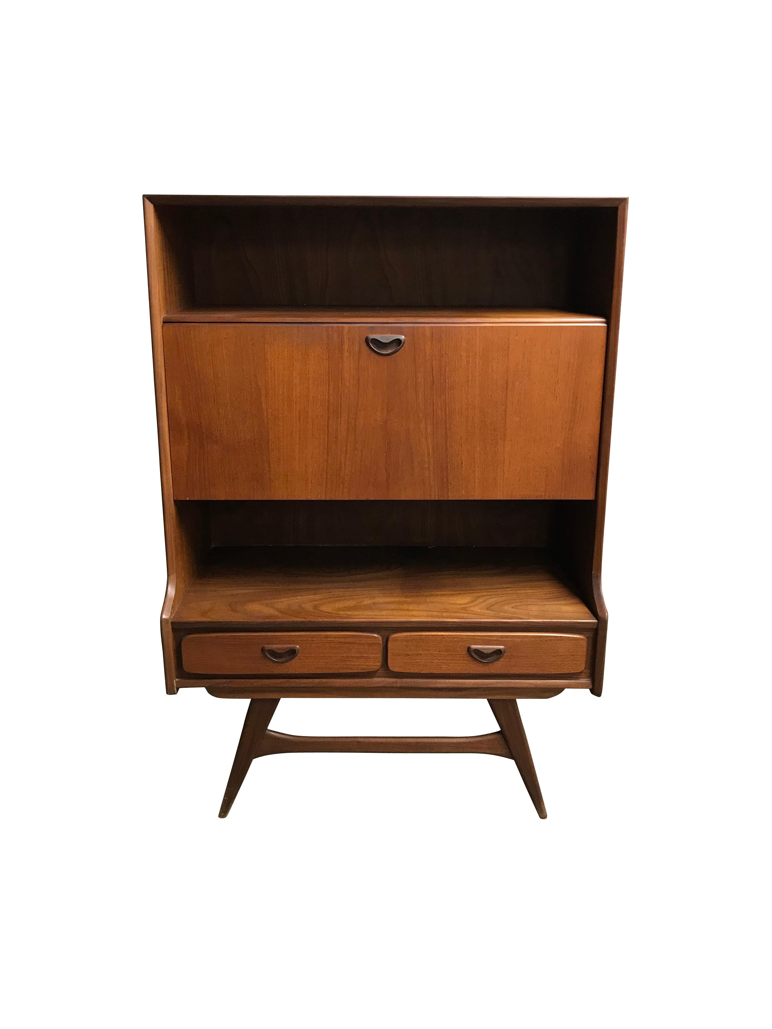 Mid-Century Modern Secretary Bar Cabinet by Louis Van Teeffelen, 1960s