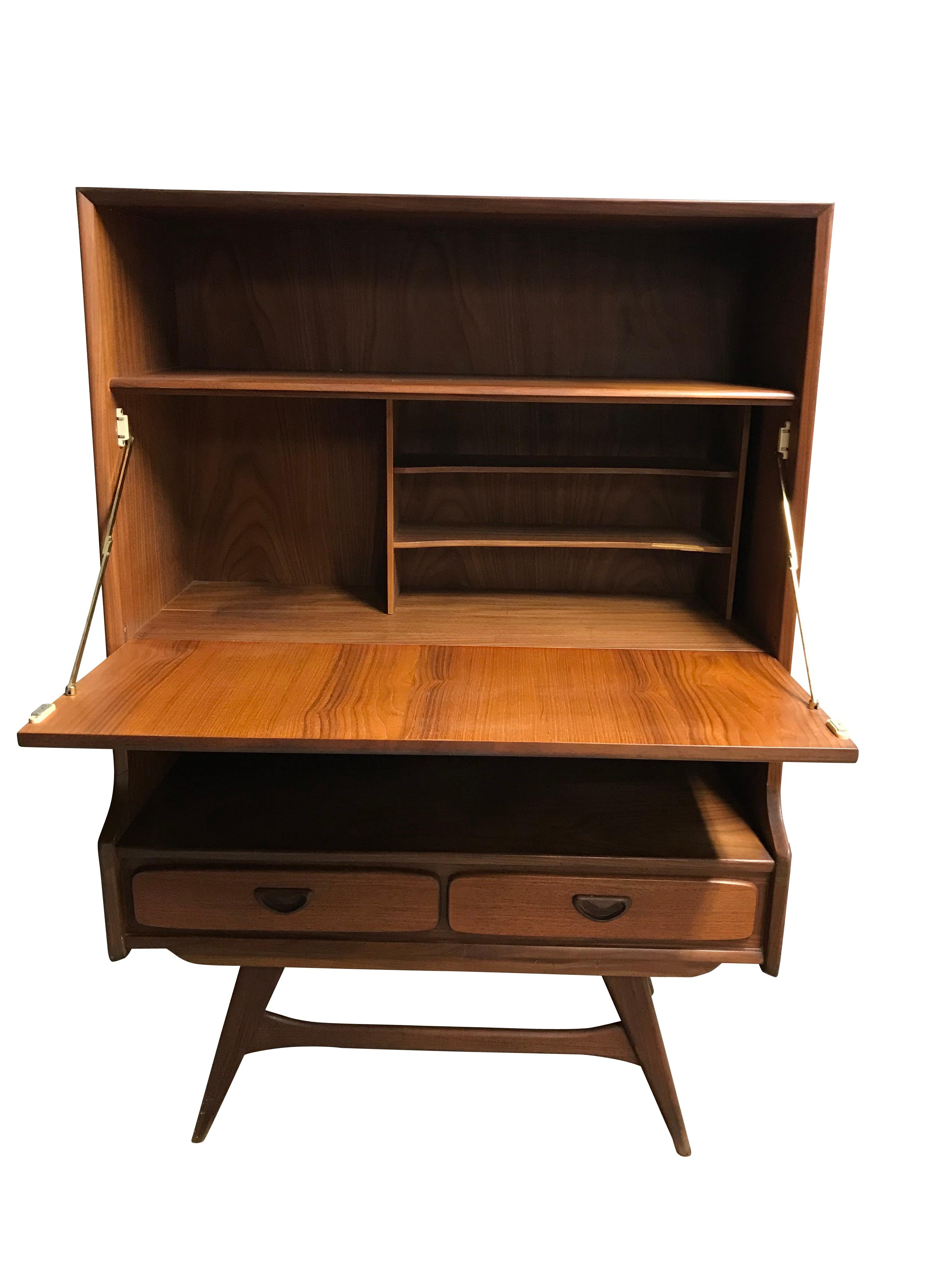 Teak Secretary Bar Cabinet by Louis Van Teeffelen, 1960s