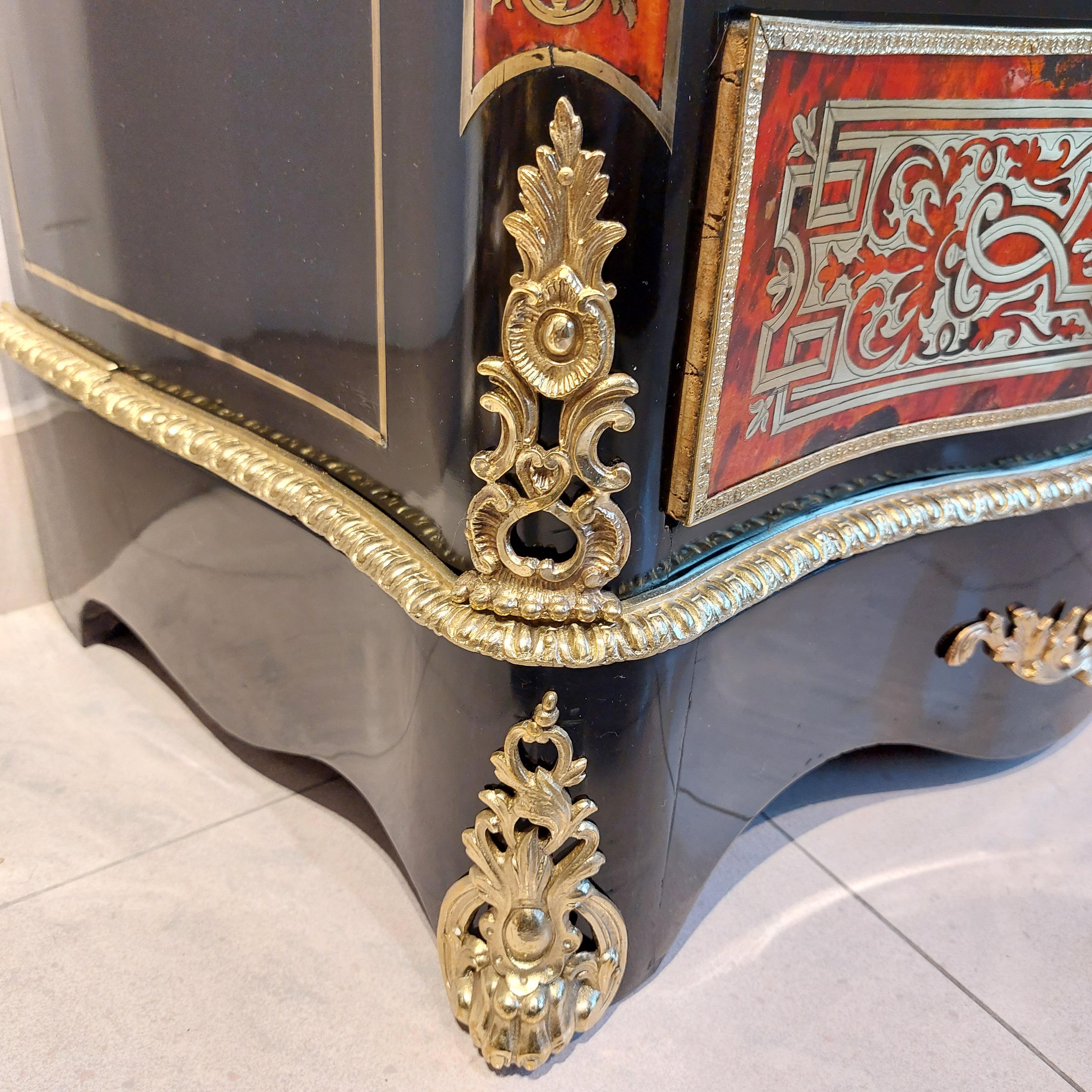 secretary Boulle tortoiseshell and brass marquetry, early 20th century 3