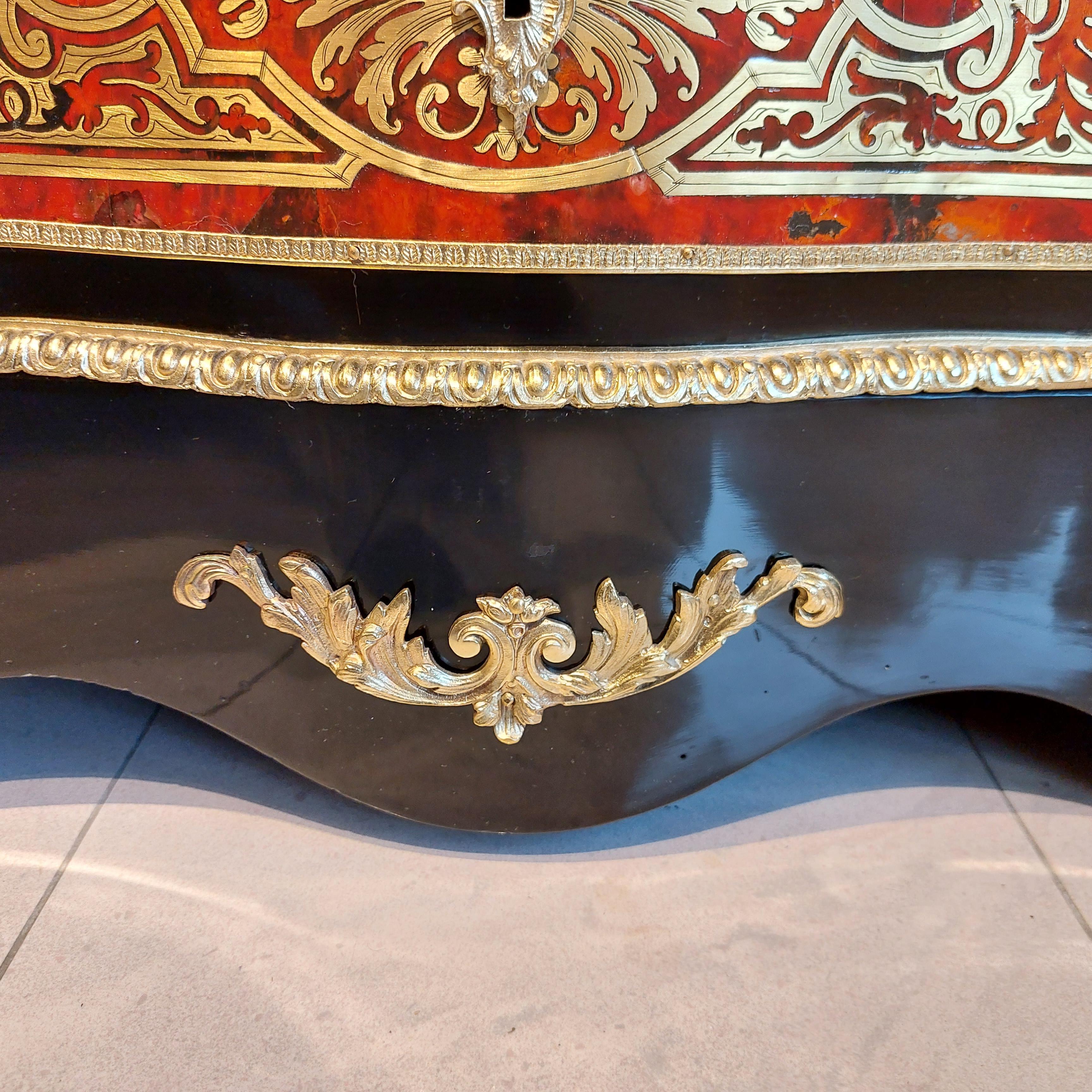 secretary Boulle tortoiseshell and brass marquetry, early 20th century 4