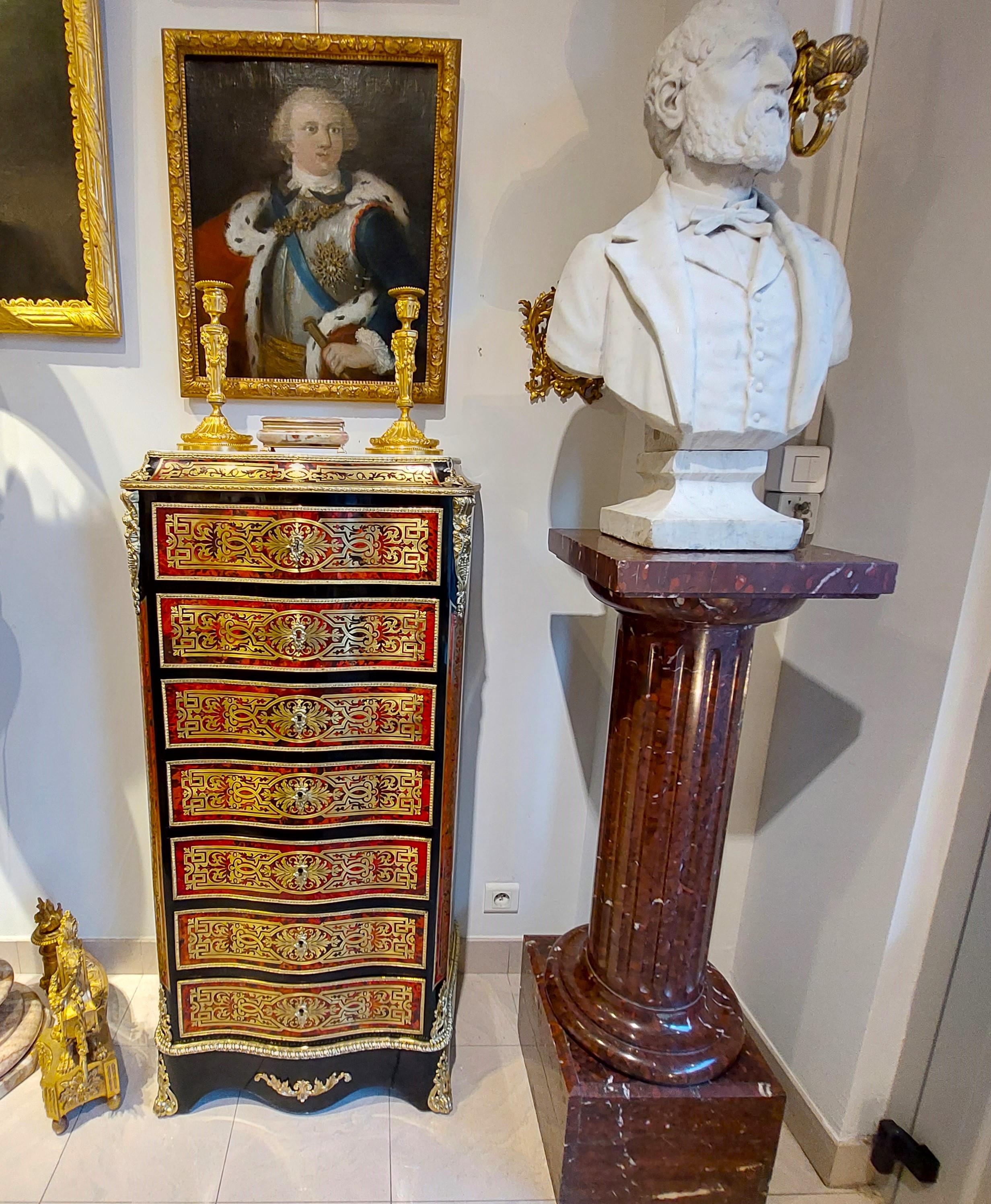 French secretary Boulle tortoiseshell and brass marquetry, early 20th century