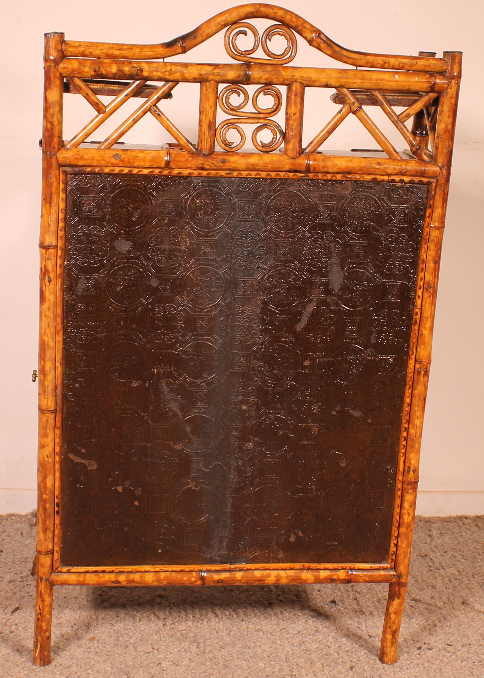 Secretary/davenport In Bamboo And Lacquer With Asian Decor - 19th Century For Sale 5