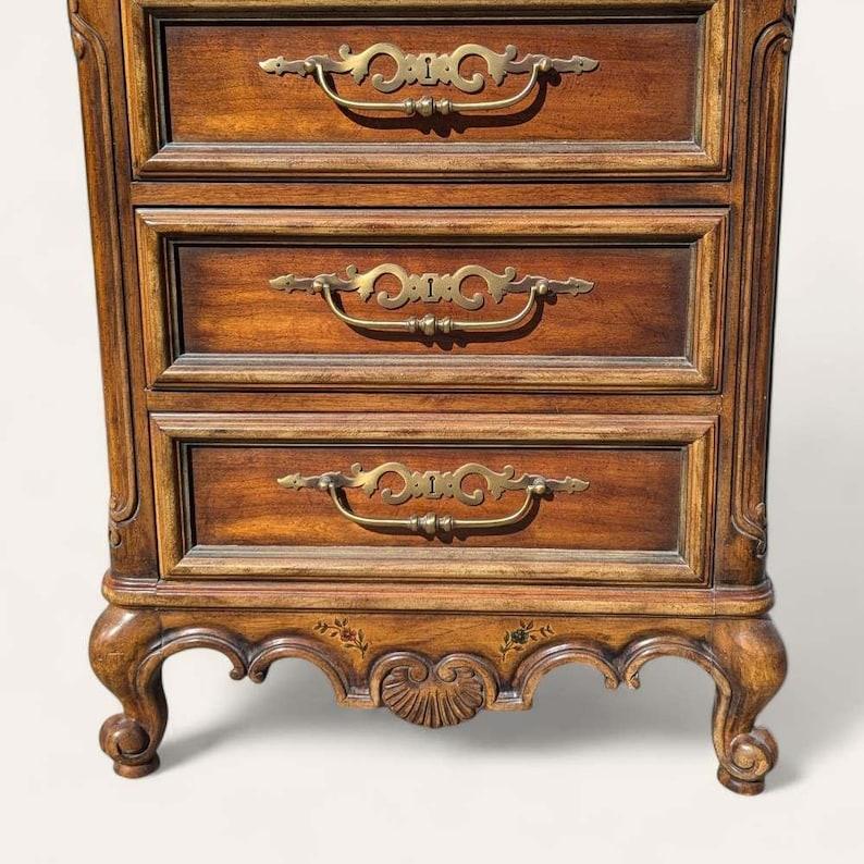 Late 20th Century Secretary Desk by Drexel Heritage, Floral Motifs, French Provincial, Cabinet For Sale