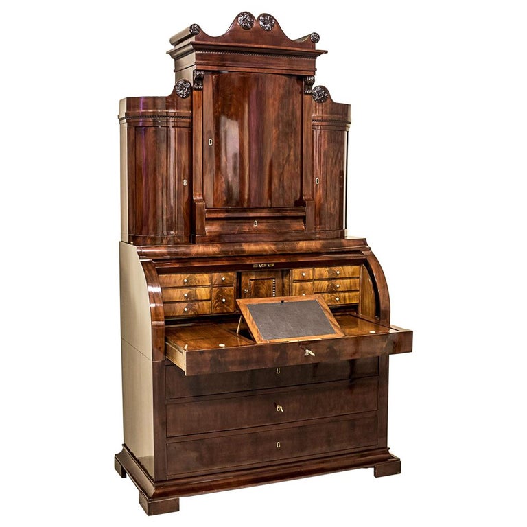 19th Century Biedermeier Mahogany Secretary Desk For Sale At 1stdibs