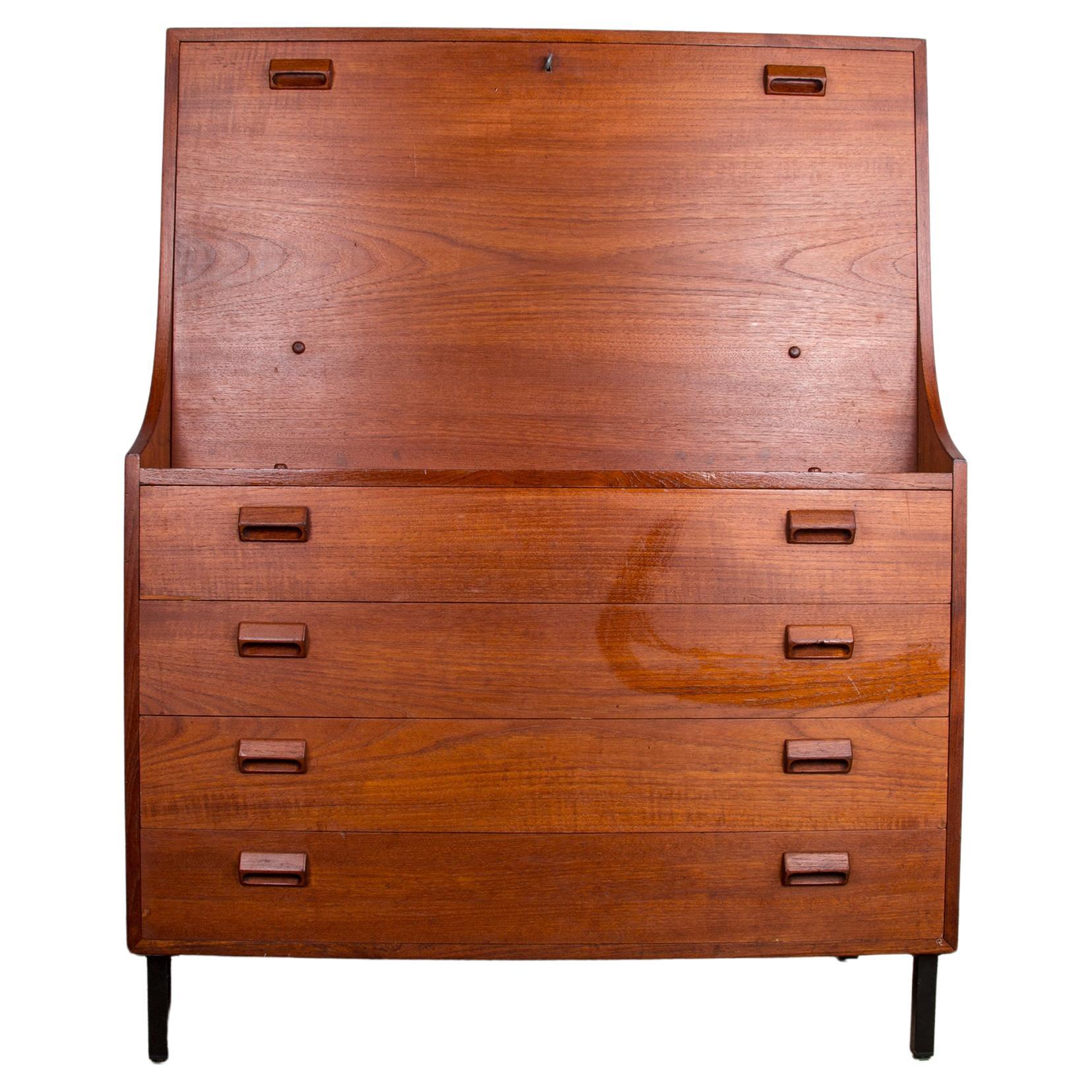 Secrétaire, bureau danois en teck de Borge Mogensen pour Soborg Mobelfabrik 1960.