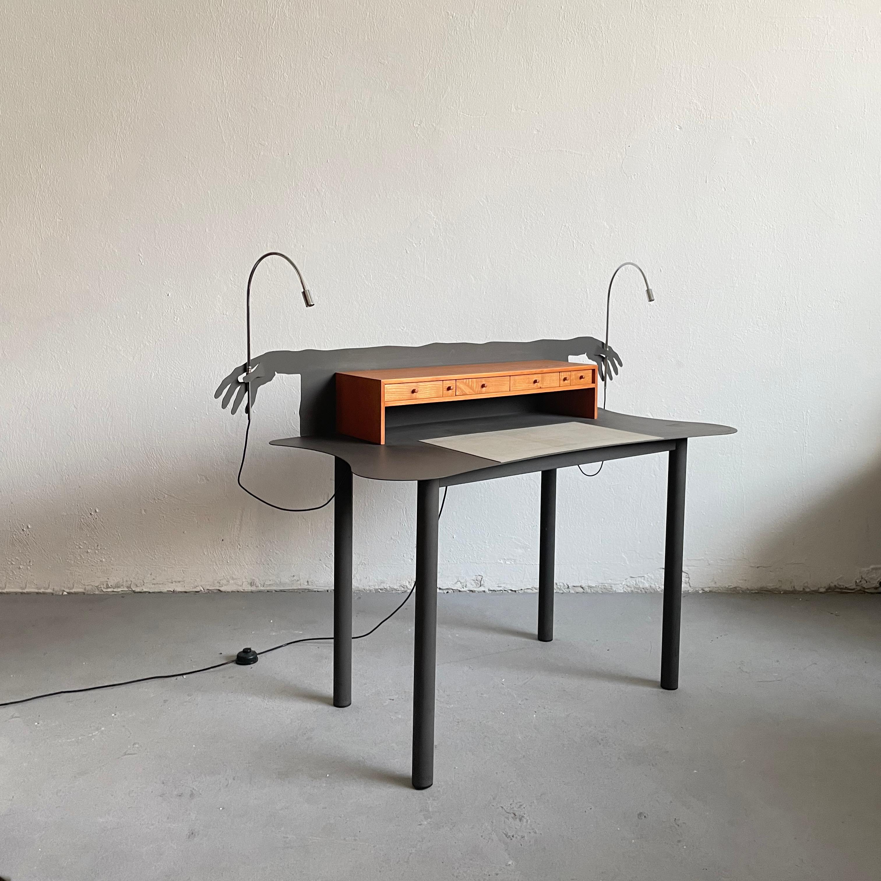 Steel Secretary Desk ‘Entremanos’ by Spanish Artist Andrés Nagel for Akaba, 1988 Spain For Sale